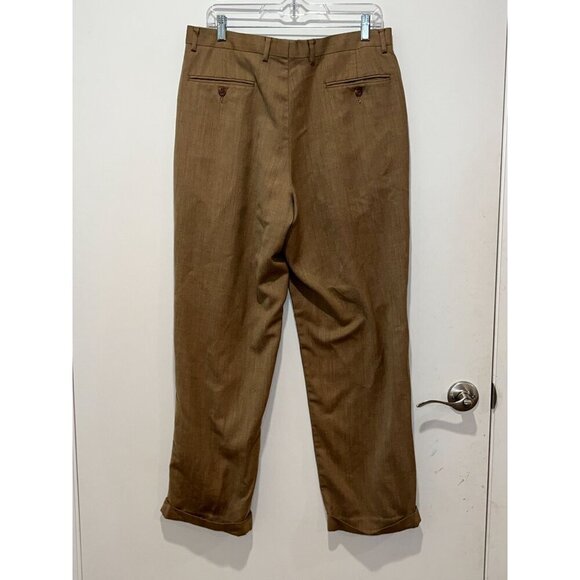Lauren Ralph Lauren Brown  Outdoor Wool Pleated Dress Pants Men's Size 34 X 32 - Picture 3 of 8